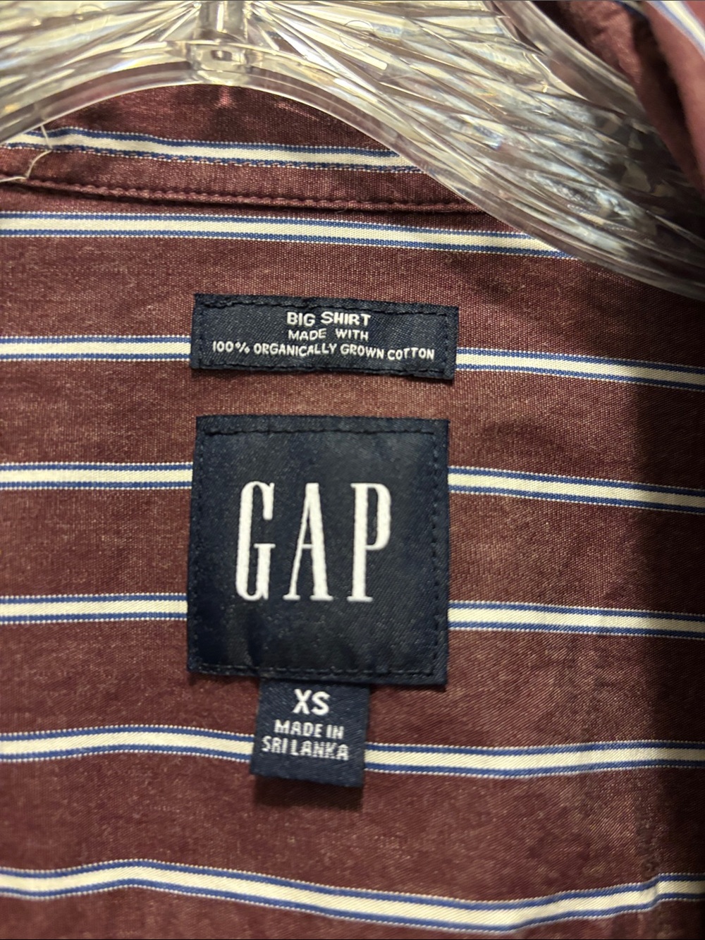 GAP Big Shirt Burgundy Stripe Button-Up Shirt - Picture 2 of 4